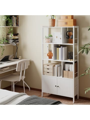 VASAGLE Standregal Barnet in Weiß - (B)74 x (H)154.5 x (T)30 cm