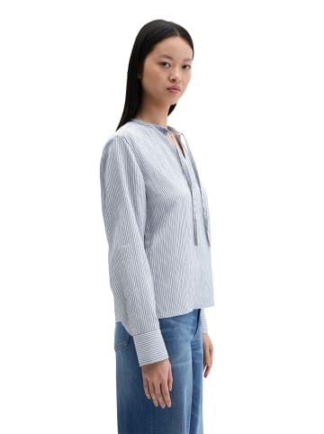 Marc O'Polo Crinkle-Streifenbluse A-Shape in Medium Blue