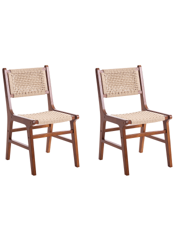 Beliani 2er-Set Esszimmerstuhl OZELLA in Braun/Beige