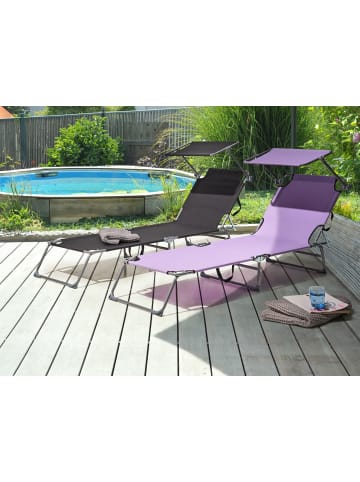 Beliani Gartenliege FOLIGNO in Violett/Silber - (W) 58 x (H) 24 x (L) 201 cm