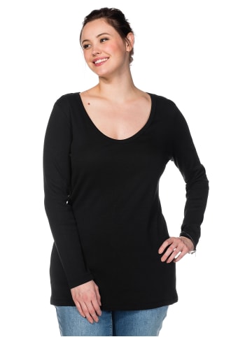 sheego Langarmshirt in schwarz