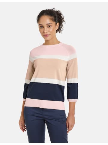 Gerry Weber Pullover 3/4 Arm Rundhals in Blau/Lila/Pink Ringel