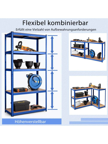 COSTWAY Lagerregal Schwerlastregal 5 Ebenen 75x30x150cm in Blau