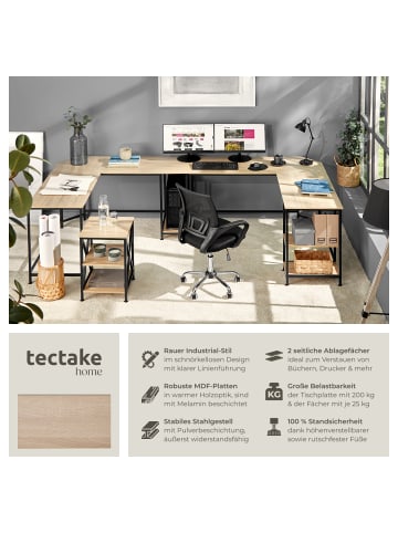 tectake Gamingtisch mit höhenverstellbaren Kunststofffüßen, 138 x 138 x 75,5cm