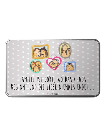 Mr. & Mrs. Panda Aufbewahrungsbox Igel Familie mit Spruch in Grau Pastell