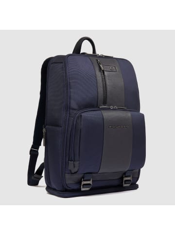 Piquadro Overnight computer backpack in recycled fabric in blue