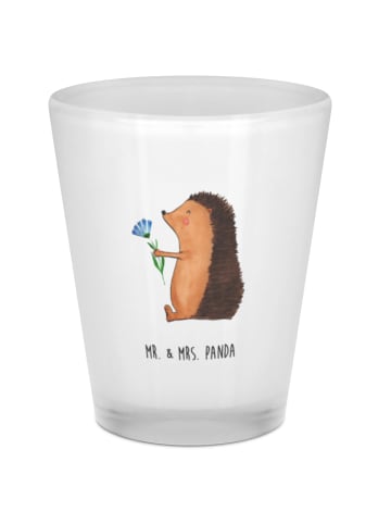 Mr. & Mrs. Panda Schnapsglas Igel Blumen ohne Spruch in Transparent