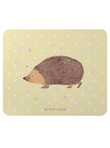 Mr. & Mrs. Panda Mousepad Igel Herzen ohne Spruch in Gelb Pastell