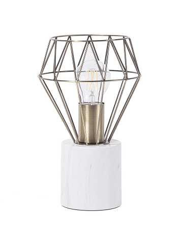 Beliani Tischleuchten MOONI in Messing/Weiß - (W) 17 x (H) 28 x (L) 17 cm