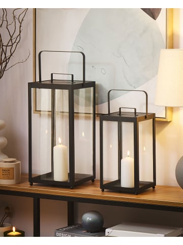Beliani Laterne LEPAR in Schwarz - (W) 18 x (H) 53 x (L) 18 cm