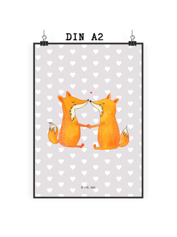 Mr. & Mrs. Panda Wandbild Füchse Liebe ohne Spruch in Grau Pastell
