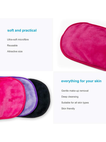 Intirilife 3er Set Abschminktücher Mikrofaser Make-Up Entferner wiederverwendbar in Pink