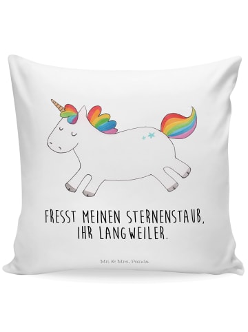 Mr. & Mrs. Panda Kuschelkissen Einhorn Happy mit Spruch in Weiß