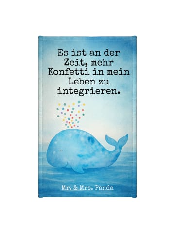 Mr. & Mrs. Panda Gästehandtücher Wal Konfetti Design mit Spruch in Weiß