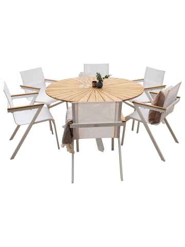 ebuy24 1 x Tisch 6 x Stühle Natur 140 x 140 cm