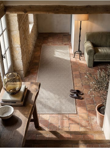 KADIMA DESIGN Teppichläufer Karo flachgewebt pflegeleicht Wohnzimmer Flur Esszimmer in Natur