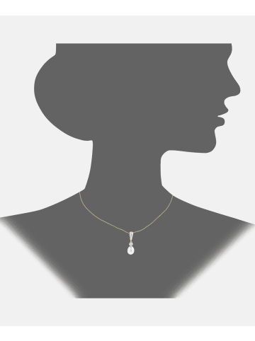Diamant L'éternel Halskette mit Anhänger aus 375 Gelbgold mit Diamant mit Perle