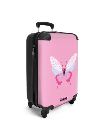 NoBoringSuitCases Suitcase, Handgepäck, Koffer, Reisekoffer Schmetterling rosa weiß
