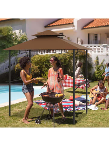 COSTWAY Grillpavillon Garten 240 x 151 x 255 cm in Braun