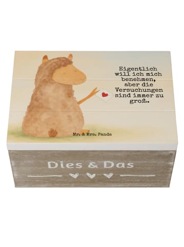 Mr. & Mrs. Panda Truhe Alpaka Fahne Design mit Spruch in Weiß