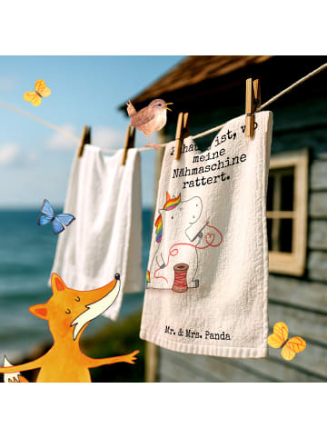 Mr. & Mrs. Panda Handtuch Klein Einhorn Näherin Design mit Spruch in Weiß