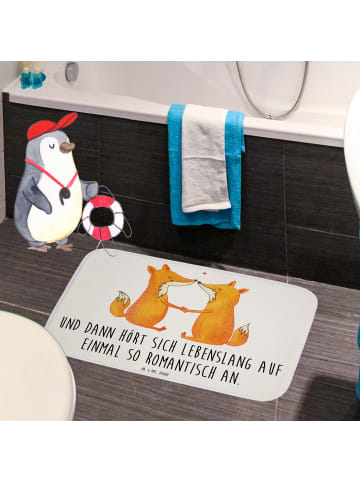 Mr. & Mrs. Panda Badteppich Füchse Liebe mit Spruch in Weiß