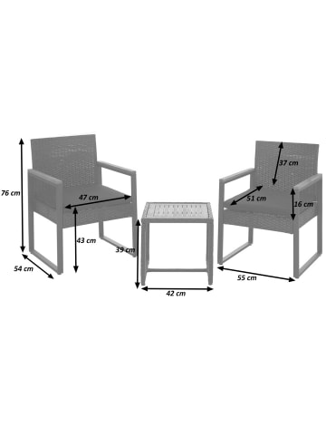 MCW Lounge-Garnitur P74, Schwarz, Polster grau