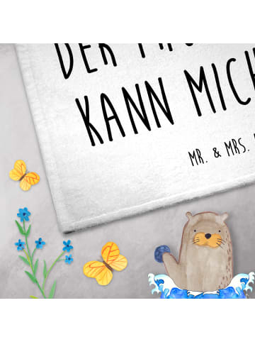 Mr. & Mrs. Panda Gästehandtuch Katze Frühaufsteher mit Spruch in Weiß