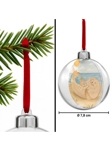 Mr. & Mrs. Panda Weihnachtskugel Robbe Liegen Design ohne Spruch in Weiß