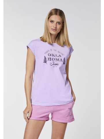 Oklahoma Jeans T-Shirt mit Statement-Print aus Jersey in Lila