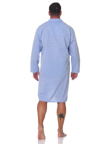 NORMANN Langarm Nachthemd gewebt - 88888 in hellblau