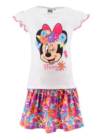 Disney Minnie Mouse 2tlg. Outfit: Sommer-Set T-Shirt und Rock in Weiß