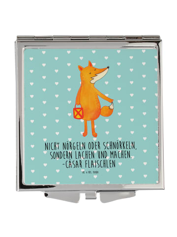 Mr. & Mrs. Panda Handspiegel Fuchs Laterne mit Spruch in Türkis Pastell