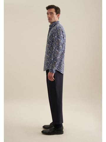 Seidensticker Flanellhemd Slim in Dunkelblau