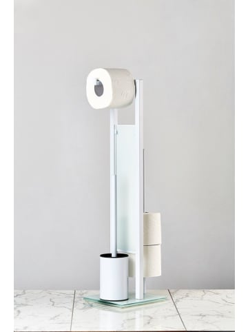 Wenko Stand WC-Garnitur Rivalta, Stahl in Weiß, (B) 23 x (H) 70 x (L) 18 cm