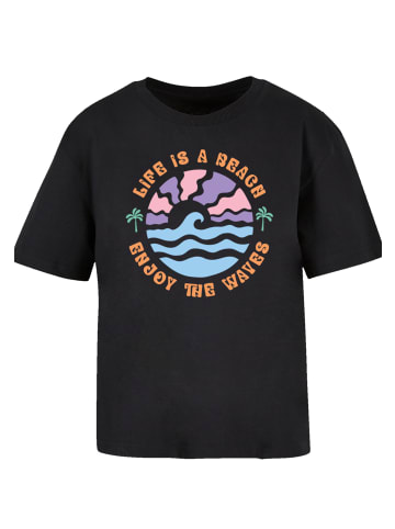 F4NT4STIC Ladies Everyday Tee Life Is A Beach Enjoy The Waves in schwarz