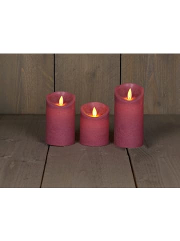 Coen Bakker 3er LED Echtwachskerze Kerze Timer in Antik Rosa