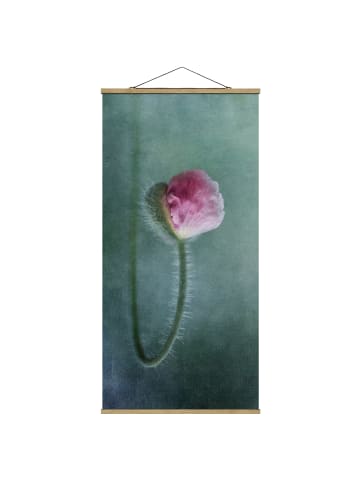WALLART Stoffbild mit Posterleisten - Blüte in Rosa in Grün