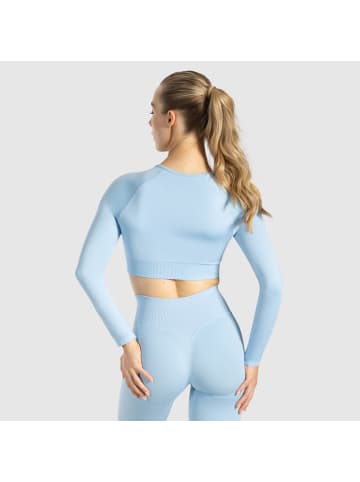 SMILODOX Crop Longsleeve Maysa in Hellblau