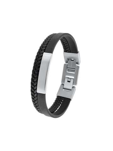 s.Oliver Armband Edelstahl, Leder in Schwarz