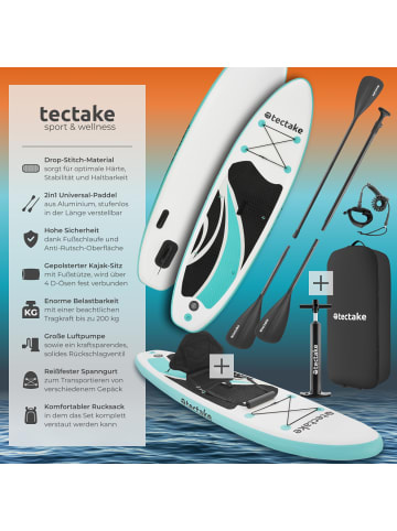 tectake Stand-Up Paddle Board 2in1, Belastbarkeit 200 kg, 288 x 77 x 22,5 cm