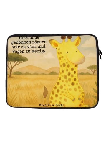 Mr. & Mrs. Panda Laptop Tasche Giraffe Zufrieden Design mit Spruch in Weiß