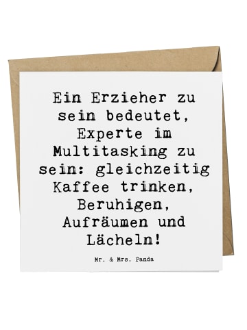 Mr. & Mrs. Panda Klappkarte Spruch Multitasking Erzieher mit Spruch in Weiß