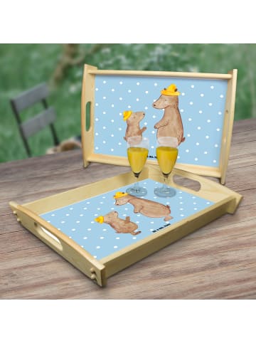 Mr. & Mrs. Panda Holz Tablett Bären mit Hut ohne Spruch in Blau Pastell