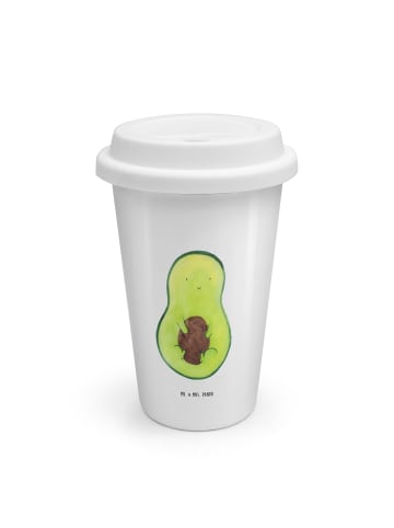 Mr. & Mrs. Panda Thermobecher Avocado Kern ohne Spruch in Weiß
