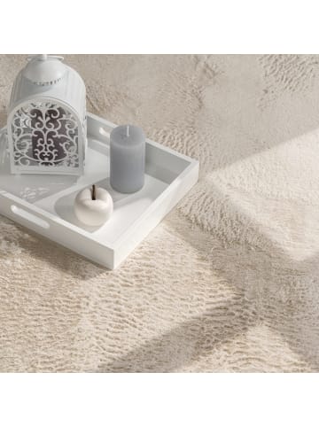 KADIMA DESIGN Teppich Kurzflor waschbar Einfarbig Wohnzimmer in Creme