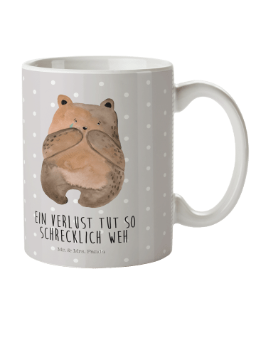 Mr. & Mrs. Panda Plastikbecher Bär Verlust mit Spruch in Grau Pastell