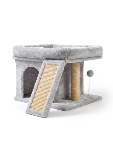 relaxdays Kratzbaum in Hellgrau - (B)54 x (H)38,5 x (T)45 cm