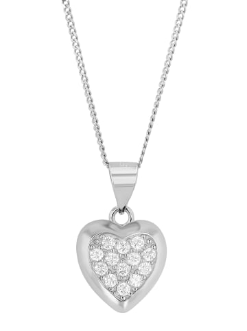 Adeliás Damen Anhänger – Herz Herzanhänger aus 925 Silber mit Zirkonia in silber