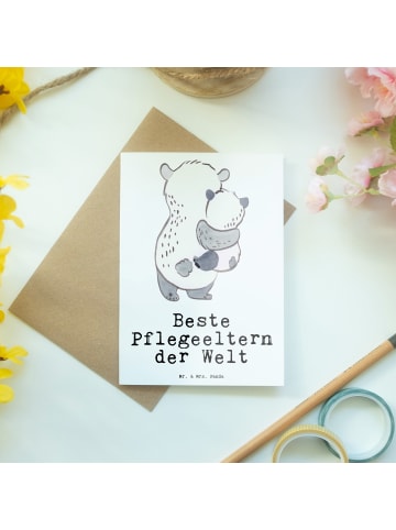 Mr. & Mrs. Panda Grußkarte Panda Beste Pflegeeltern der Welt mit... in Weiß